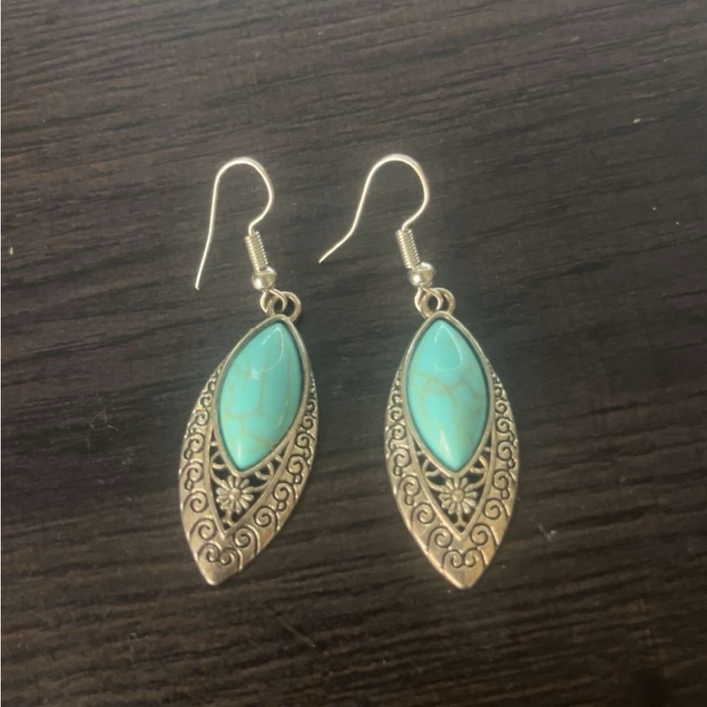 Turquoise and Gold Dangle Earrings